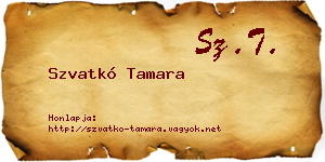 Szvatkó Tamara névjegykártya